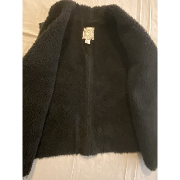 Canyon River Blues Vest Womens L / XL Black Faux Suede & Faux Fur Lined Vest - Picture 3 of 10